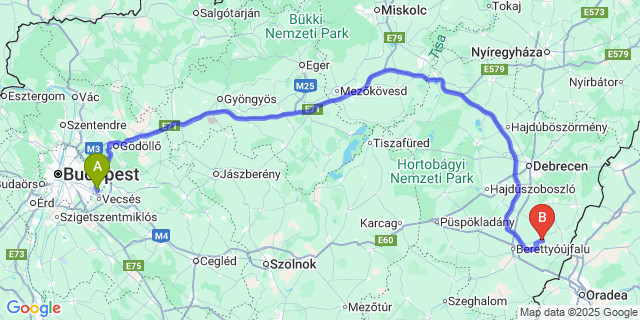 Map: Budapest Airport (BUD), Ferihegy, Liszt Ferenc to Hencida