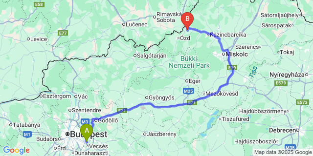 Map: Budapest Airport (BUD), Ferihegy, Liszt Ferenc to Hét