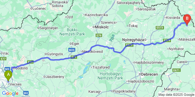 Map: Budapest Airport (BUD), Ferihegy, Liszt Ferenc to Hetefejércse