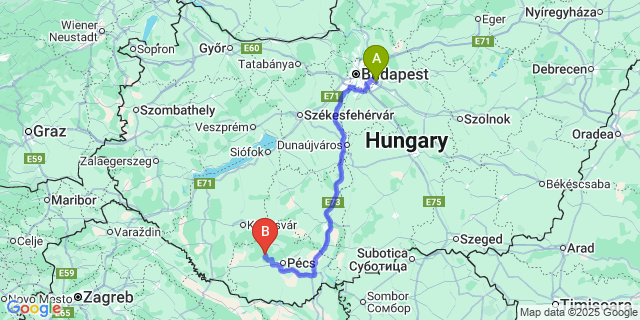 Map: Budapest Airport (BUD), Ferihegy, Liszt Ferenc to Hetvehely
