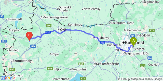 Map: Budapest Airport (BUD), Ferihegy, Liszt Ferenc to Himod