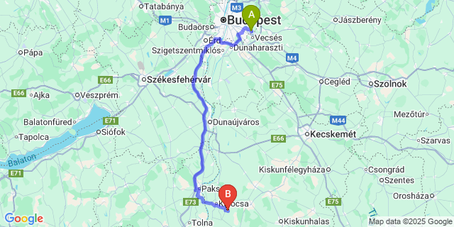 Map: Budapest Airport (BUD), Ferihegy, Liszt Ferenc to Homokmégy