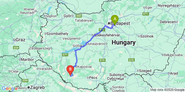 Map: Budapest Airport (BUD), Ferihegy, Liszt Ferenc to Homokszentgyörgy