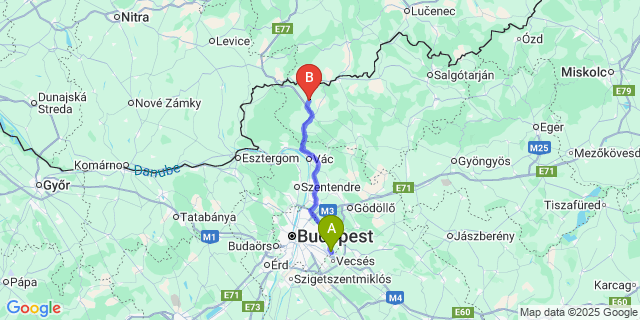 Map: Budapest Airport (BUD), Ferihegy, Liszt Ferenc to Horpács