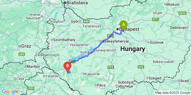 Map: Budapest Airport (BUD), Ferihegy, Liszt Ferenc to Inke