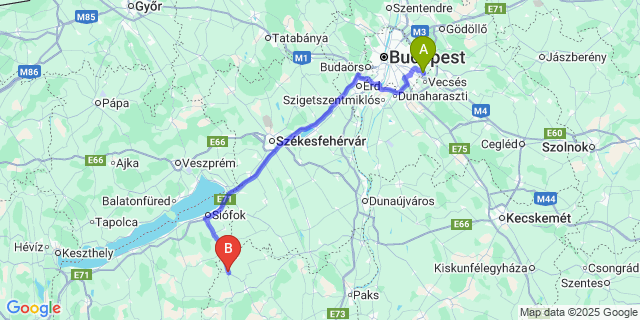 Map: Budapest Airport (BUD), Ferihegy, Liszt Ferenc to Iregszemcse