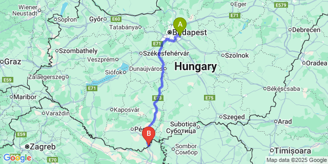 Map: Budapest Airport (BUD), Ferihegy, Liszt Ferenc to Ivándárda
