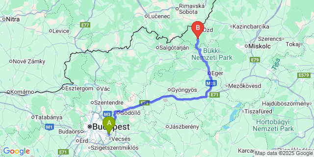Map: Budapest Airport (BUD), Ferihegy, Liszt Ferenc to Járdánháza