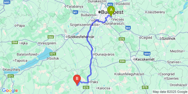 Map: Budapest Airport (BUD), Ferihegy, Liszt Ferenc to Kajdacs