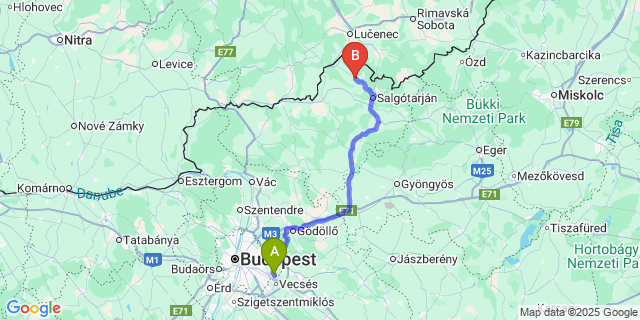Map: Budapest Airport (BUD), Ferihegy, Liszt Ferenc to Karancskeszi