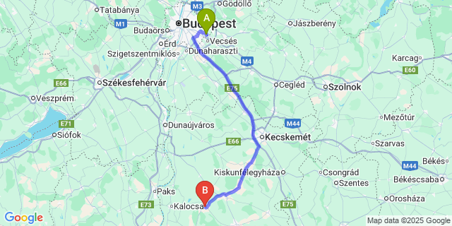 Map: Budapest Airport (BUD), Ferihegy, Liszt Ferenc to Kecel