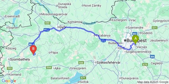 Map: Budapest Airport (BUD), Ferihegy, Liszt Ferenc to Kemenessömjén