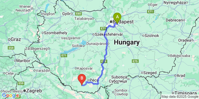 Map: Budapest Airport (BUD), Ferihegy, Liszt Ferenc to Kisasszonyfa