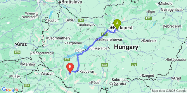 Map: Budapest Airport (BUD), Ferihegy, Liszt Ferenc to Kisbajom