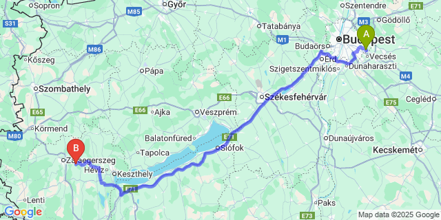 Map: Budapest Airport (BUD), Ferihegy, Liszt Ferenc to Kisbucsa