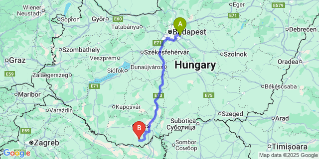Map: Budapest Airport (BUD), Ferihegy, Liszt Ferenc to Kisharsány
