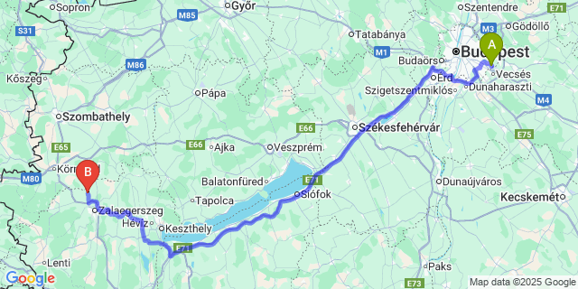 Map: Budapest Airport (BUD), Ferihegy, Liszt Ferenc to Kiskutas