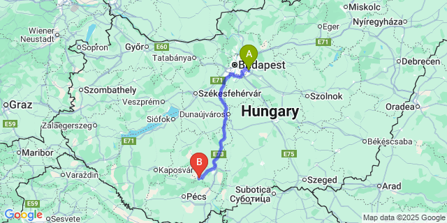 Map: Budapest Airport (BUD), Ferihegy, Liszt Ferenc to Kismányok