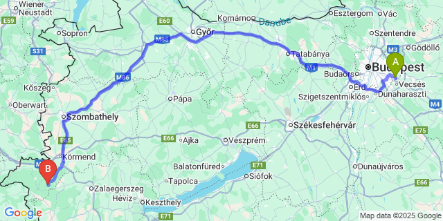 Map: Budapest Airport (BUD), Ferihegy, Liszt Ferenc to Kisrákos