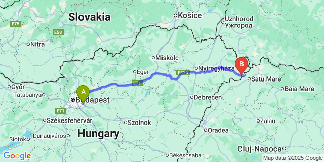 Map: Budapest Airport (BUD), Ferihegy, Liszt Ferenc to Komlódtótfalu