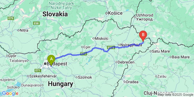 Map: Budapest Airport (BUD), Ferihegy, Liszt Ferenc to Komoró