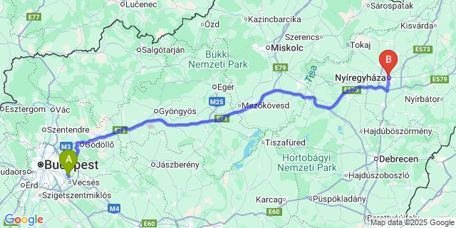 Map: Budapest Airport (BUD), Ferihegy, Liszt Ferenc to Korona Hotel Panzio