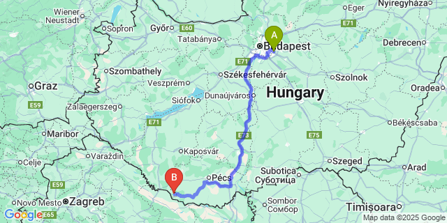 Map: Budapest Airport (BUD), Ferihegy, Liszt Ferenc to Lakócsa