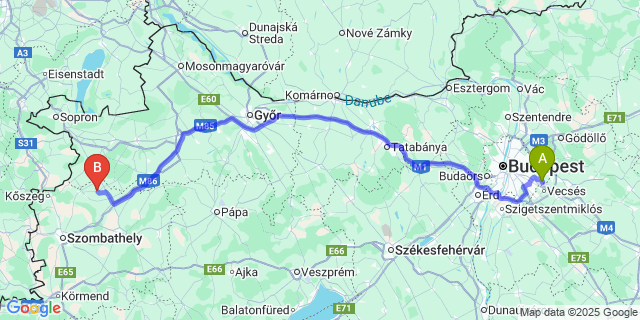 Map: Budapest Airport (BUD), Ferihegy, Liszt Ferenc to Lócs