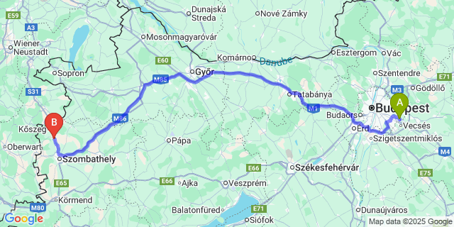 Map: Budapest Airport (BUD), Ferihegy, Liszt Ferenc to Lukácsháza