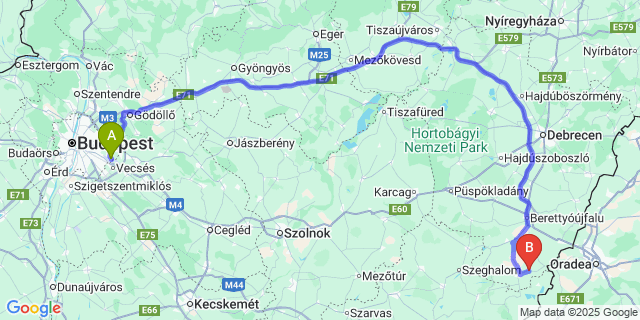 Map: Budapest Airport (BUD), Ferihegy, Liszt Ferenc to Magyarhomorog