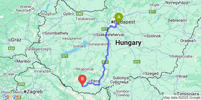 Map: Budapest Airport (BUD), Ferihegy, Liszt Ferenc to Magyartelek