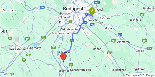 Map: Budapest Airport (BUD), Ferihegy, Liszt Ferenc to Makád