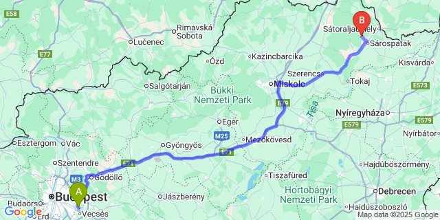 Map: Budapest Airport (BUD), Ferihegy, Liszt Ferenc to Makkoshotyka
