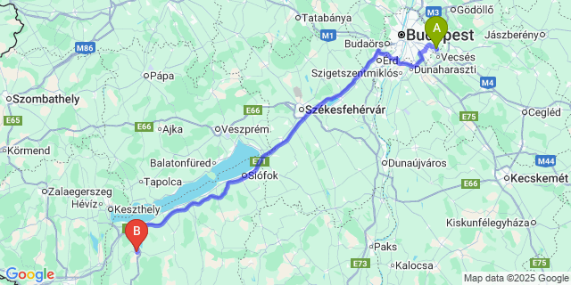 Map: Budapest Airport (BUD), Ferihegy, Liszt Ferenc to Marcali