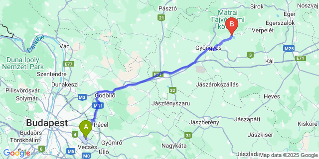 Map: Budapest Airport (BUD), Ferihegy, Liszt Ferenc to Markaz