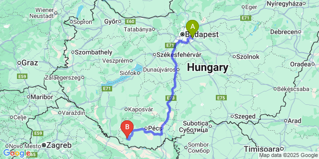 Map: Budapest Airport (BUD), Ferihegy, Liszt Ferenc to Marócsa