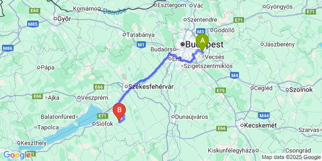 Map: Budapest Airport (BUD), Ferihegy, Liszt Ferenc to Mátyásdomb