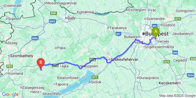 Map: Budapest Airport (BUD), Ferihegy, Liszt Ferenc to Megyer