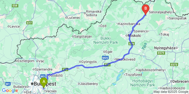 Map: Budapest Airport (BUD), Ferihegy, Liszt Ferenc to Méra