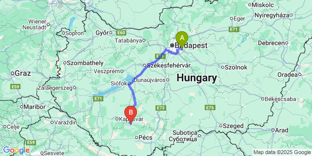 Map: Budapest Airport (BUD), Ferihegy, Liszt Ferenc to Meződ