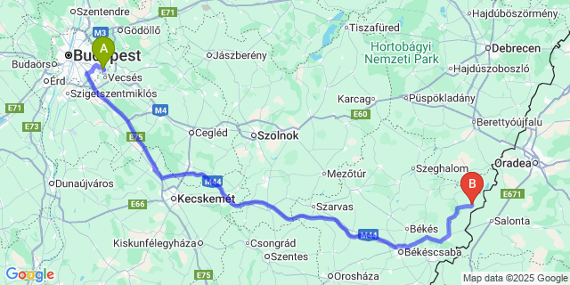 Map: Budapest Airport (BUD), Ferihegy, Liszt Ferenc to Mezőgyán