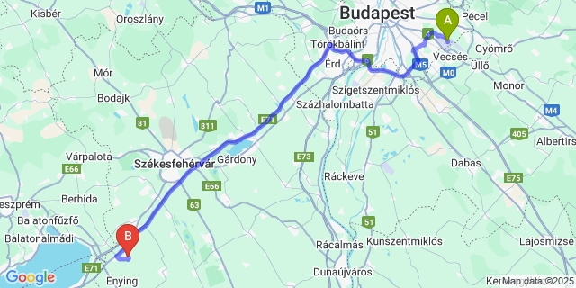 Map: Budapest Airport (BUD), Ferihegy, Liszt Ferenc to Mezőszentgyörgy