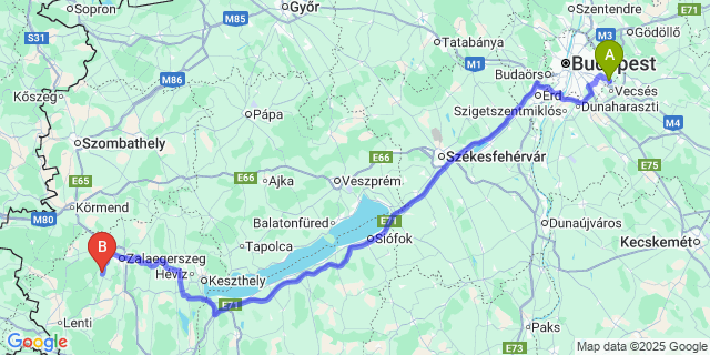 Map: Budapest Airport (BUD), Ferihegy, Liszt Ferenc to Milejszeg