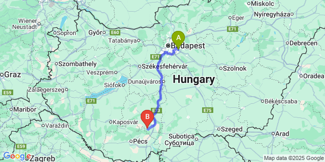 Map: Budapest Airport (BUD), Ferihegy, Liszt Ferenc to Mőcsény