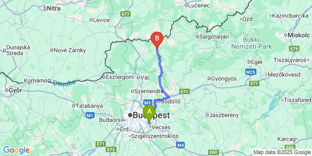 Map: Budapest Airport (BUD), Ferihegy, Liszt Ferenc to Mohora