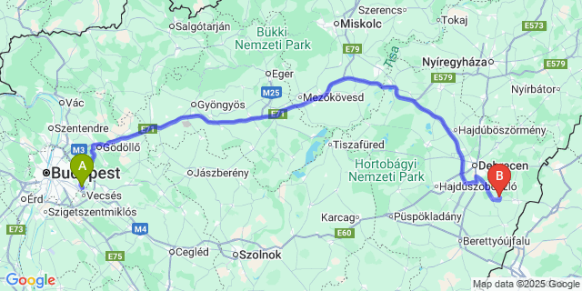 Map: Budapest Airport (BUD), Ferihegy, Liszt Ferenc to Monostorpályi