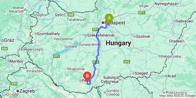 Map: Budapest Airport (BUD), Ferihegy, Liszt Ferenc to Monyoród