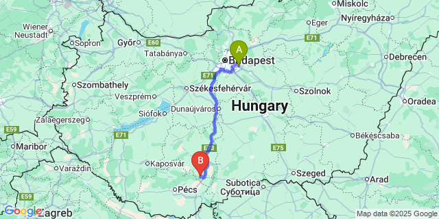 Map: Budapest Airport (BUD), Ferihegy, Liszt Ferenc to Mórágy
