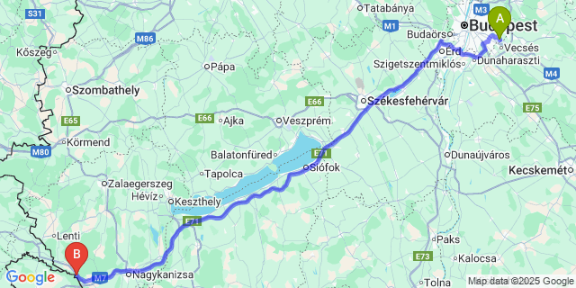 Map: Budapest Airport (BUD), Ferihegy, Liszt Ferenc to Murarátka