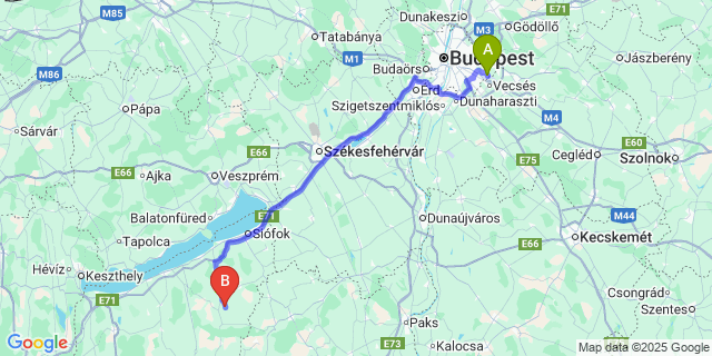 Map: Budapest Airport (BUD), Ferihegy, Liszt Ferenc to Nágocs